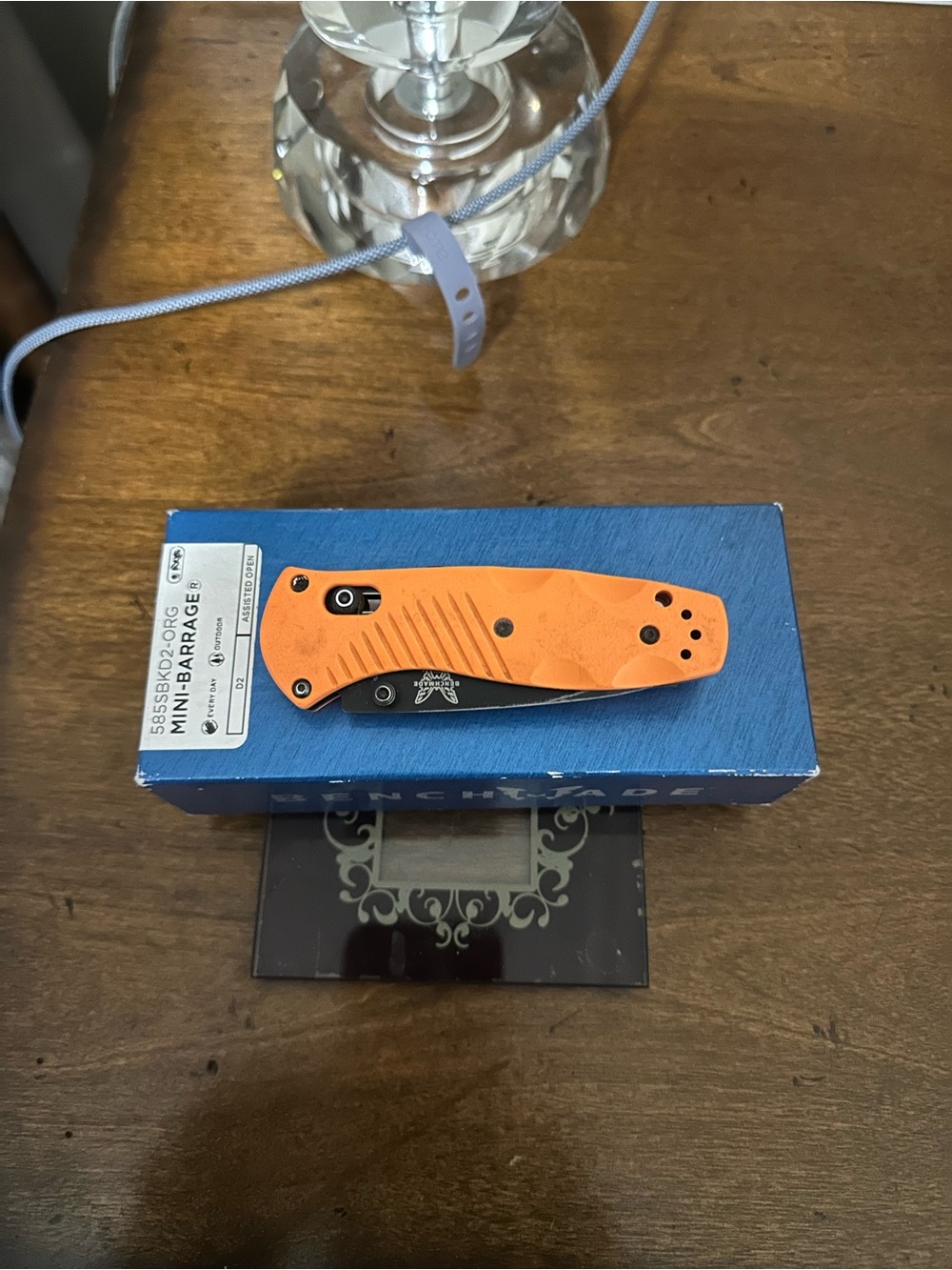 Benchmade Mini Barrage Folding Knife - Orange Handle, Black Blade
